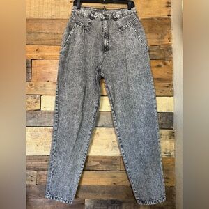 Vintage 80s/90s Cherokee Jeans Black Acid Wash‎ High Waisted Tapered Leg size 30